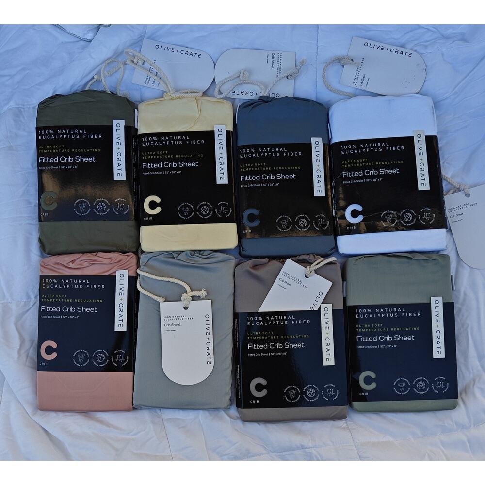 OliveCrate Organic-Feel Eucalyptus Crib Sheet Baby/Toddler Cooling, Gentle - Picture 2 of 8